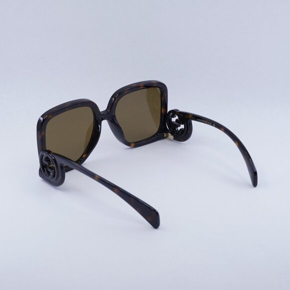 Gucci GG1326S 007 Sunglasses Dark Havana Square Frame, Brown Mirror Lenses